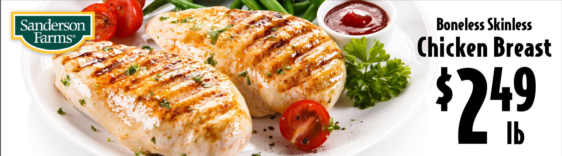 Boneless skinless chicken breast - $2.49/lb