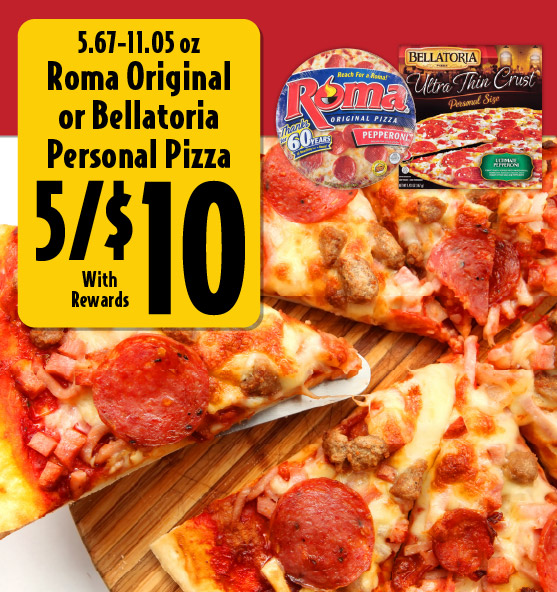 5.67-11.05 oz Roma Original or Bellatoria Personal Pizza 5/$10 with rewards.