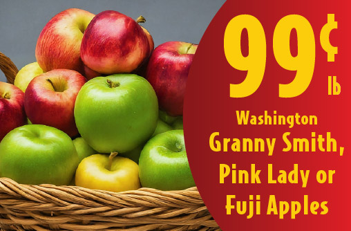 Washington Granny Smith, Pink Lady or Fuji Apples .99 lb