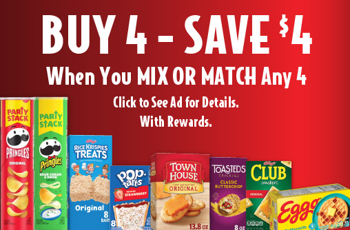 Buy 4 Save $4 when you mix or match any 4. Click to see ad for details. With Rewards.