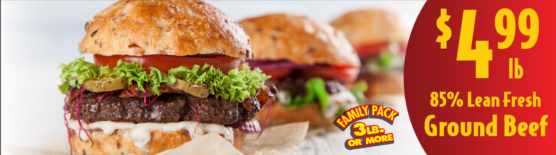 Family Pack 3 lb or More 85% Lean Fresh Ground Beef 4.99 lb