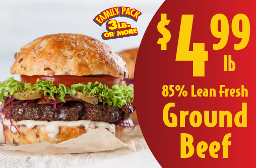 Family Pack 3 lb or More 85% Lean Fresh Ground Beef 4.99 lb