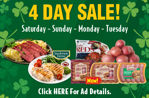 4 Day Sale - Saturday, Sunday, Monday, Tuesday.