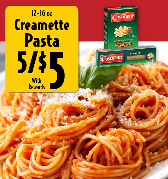 12-16 oz Creamette Pasta 5/$5 with rewards