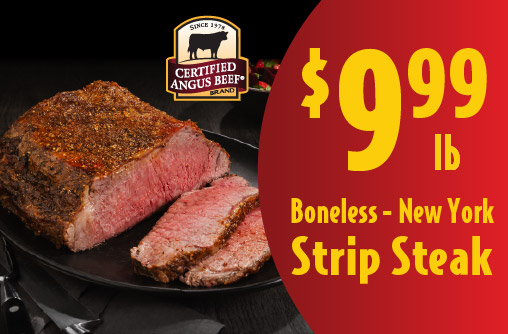Certified Angus Beef Boneless New York Strip Steak 9.99 lb