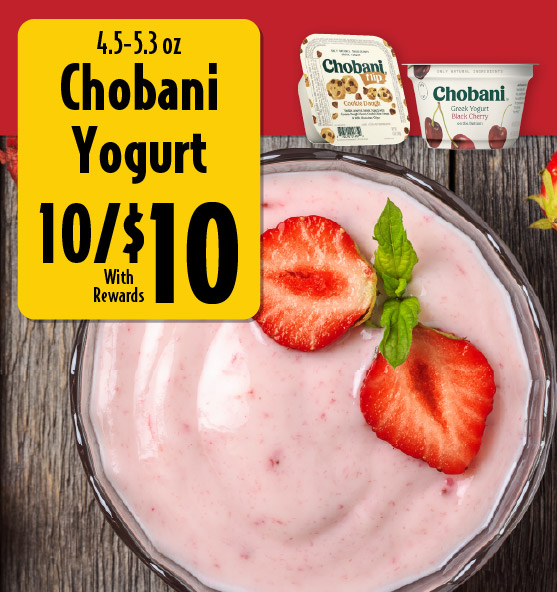 4.5-5.3 oz Chobani Yogurt 10/$10 with rewards