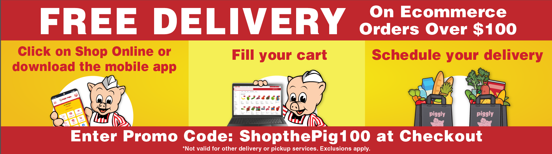 Free Delivery On Ecommerce Orders Over $100 Enter Promo Code: ShopthePig100 at Checkout
