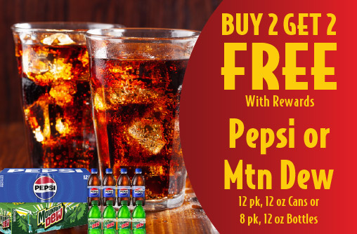 Pepsi or Mtn Dew 12 pk, 12 oz Cans or 8 pk, 12 oz Bottles