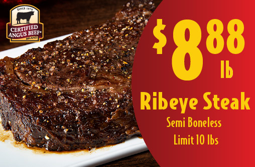 Certified Angus Beef Ribeye Steak Semi-Boneless 8.88 lb Limit 10 lbs