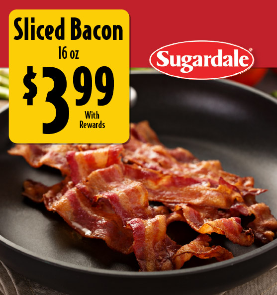 Sugardale Sliced Bacon 16 oz 3.99 with rewards