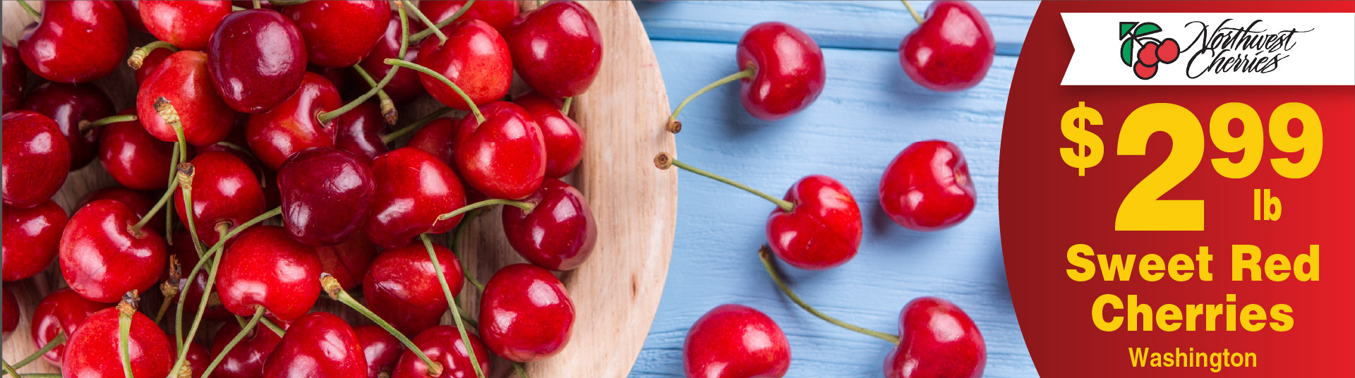 Sweet Red Cherries Washington 2.99 lb Northwest Cherries.