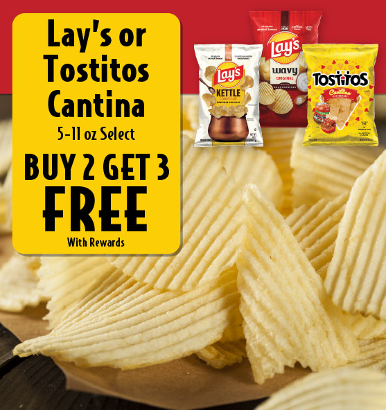 Lay's or Tostitos Cantina 5-11 oz Select Buy 2 Get 3 FREE with rewards