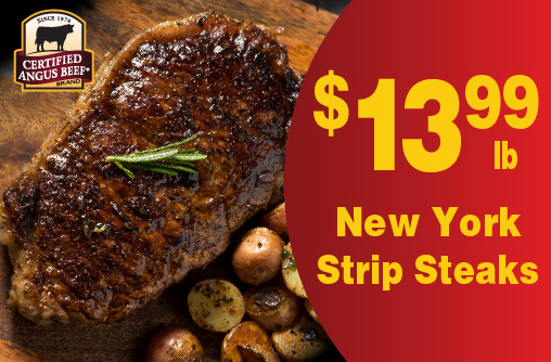 Certified Angus Beef New York Strip Steaks 13.99 lb