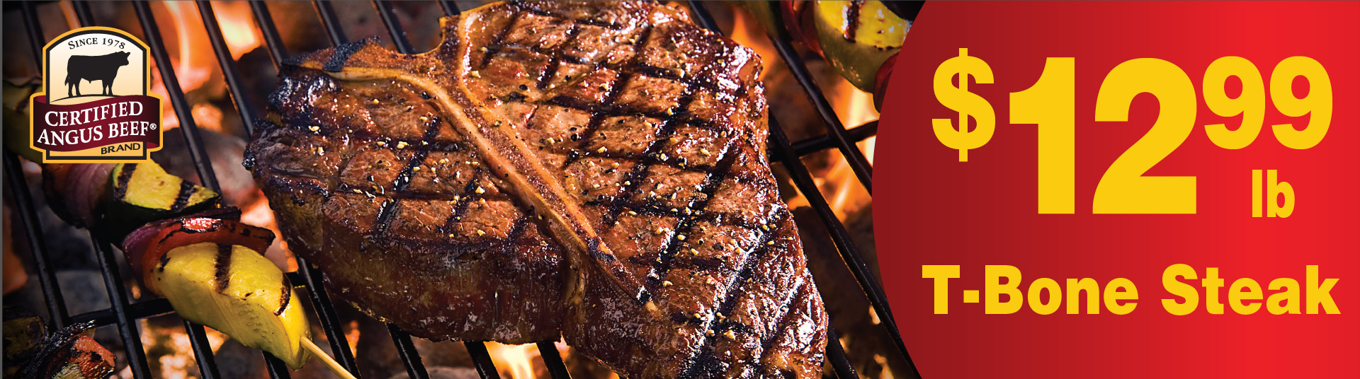 Certified Angus Beef T-Bone Steak 12.99 lb.