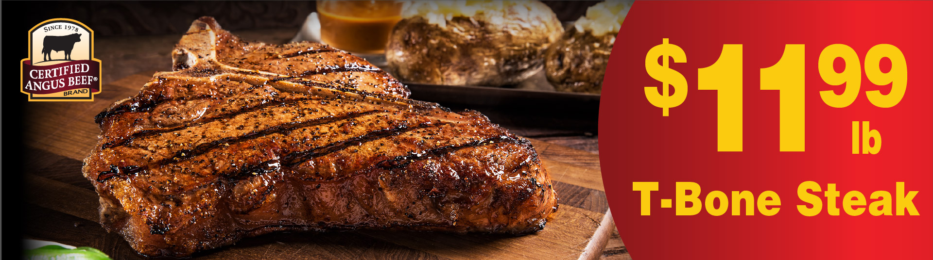 Certified Angus Beef T-Bone Steak 11.99 lb