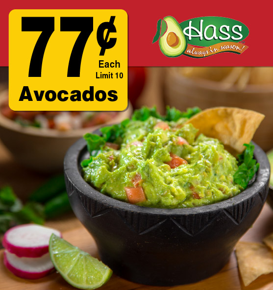 Hass Avocados .77 each limit 10