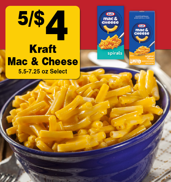 5/$4 Kraft Mac & Cheese 5.5-7.25 oz Select