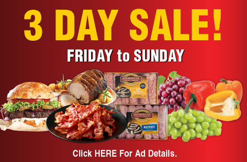 3 Day Sale! Friday to Sunday. Click here for ad details.