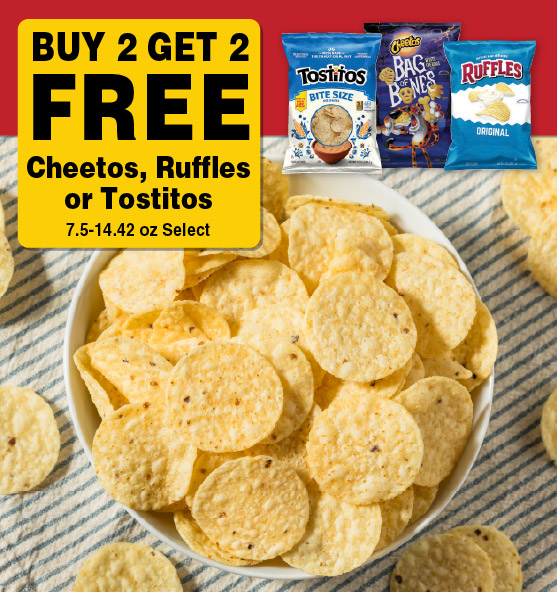 Buy 2 Get 2 FREE Cheetos, Ruffles or Tositos 7.5-14.42 oz Select.